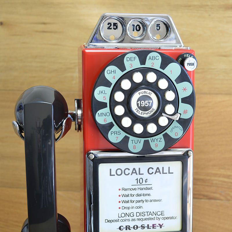 アメリカクロスリー1950年代レトロ壁掛け電話レッドCrosleyCR56-RE1950sWallPayPhoneRed公衆電話