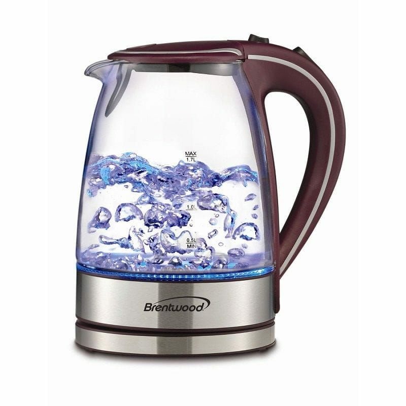 ブレントウッドグラスティーケトル約1.7LLEDライト付きBrentwoodAppliancesKT-1900TemperedGlassTeaKettles1.7-Liter