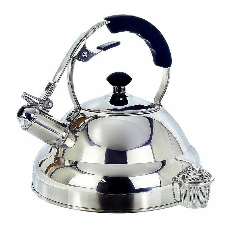 ケトルやかんステンレス2.6LTeaKettle-SurgicalWhistlingStoveTopKettleTeapotwithLayeredCapsuleBottom,SiliconeHandle,MirrorFinish,2.75Quart-TeaInfuserStrainerIncluded