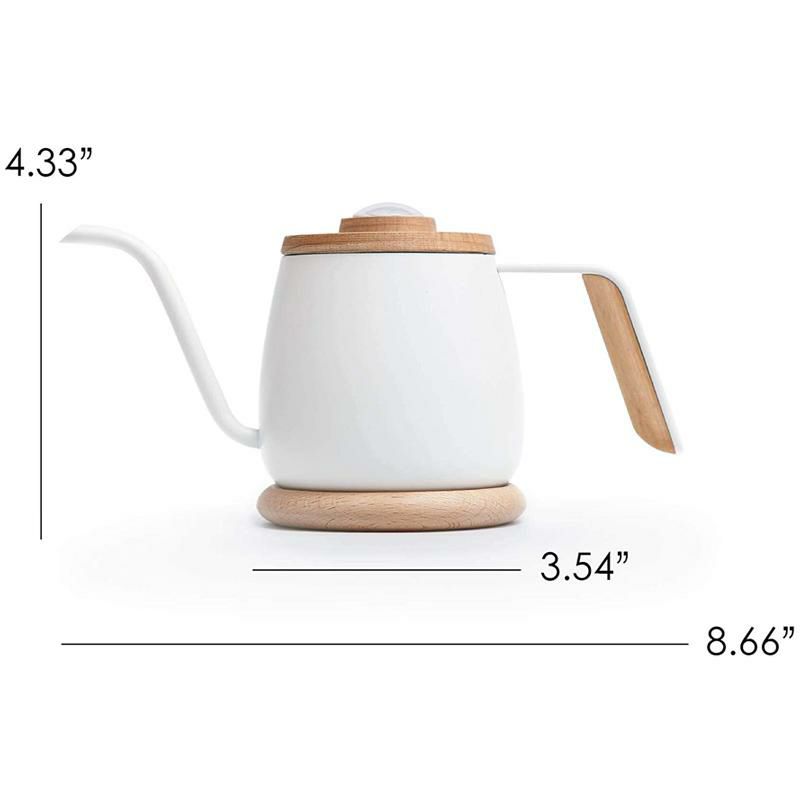 ケトルミニ350mlグースネック木製フタ温度計付ホワイトドリップかわいいシンプルSimpleReal-PourOverCoffeeKettlewithThermometer,GooseneckSingleServeMiniKettle,StainlessSteelbodywithwoodenlid,12oz