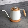 ケトルミニ350mlグースネック木製フタ温度計付ホワイトドリップかわいいシンプルSimpleReal-PourOverCoffeeKettlewithThermometer,GooseneckSingleServeMiniKettle,StainlessSteelbodywithwoodenlid,12oz