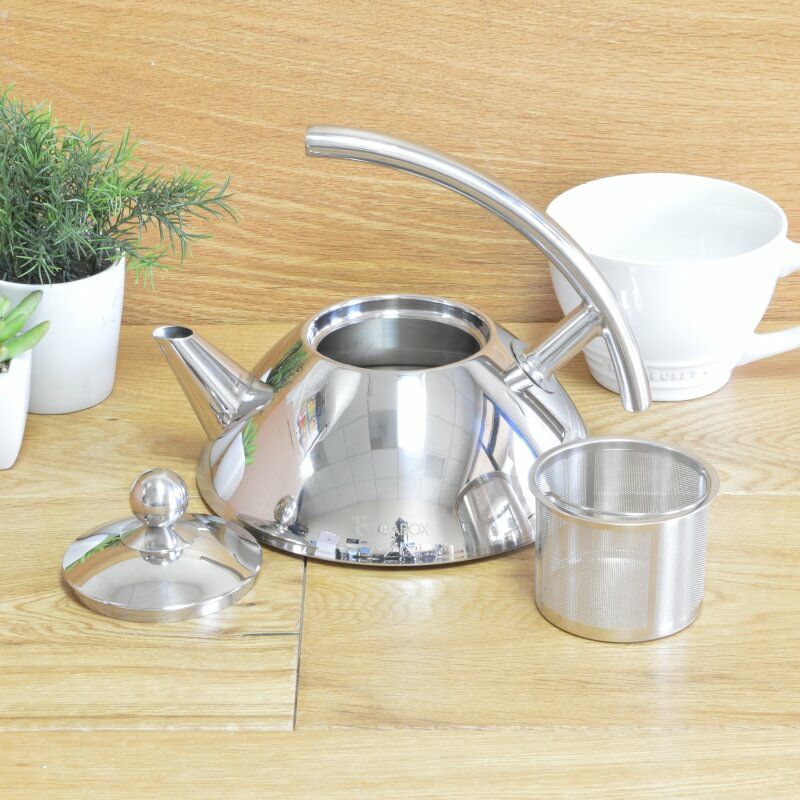 ステンレスティーポット1.0L直火可やかんケトル紅茶TeaboxBevelStainlessSteelTeaKettlewithInfuser34floz