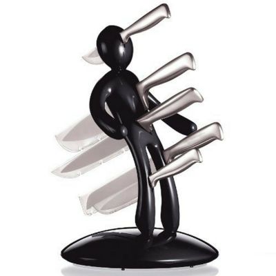 ナイフスタンドセット 串刺し？包丁 ５本セット ブラック Kitchen Knife Block Set 5-Piece Stainless Steel Knife Block Set with Unique Holder