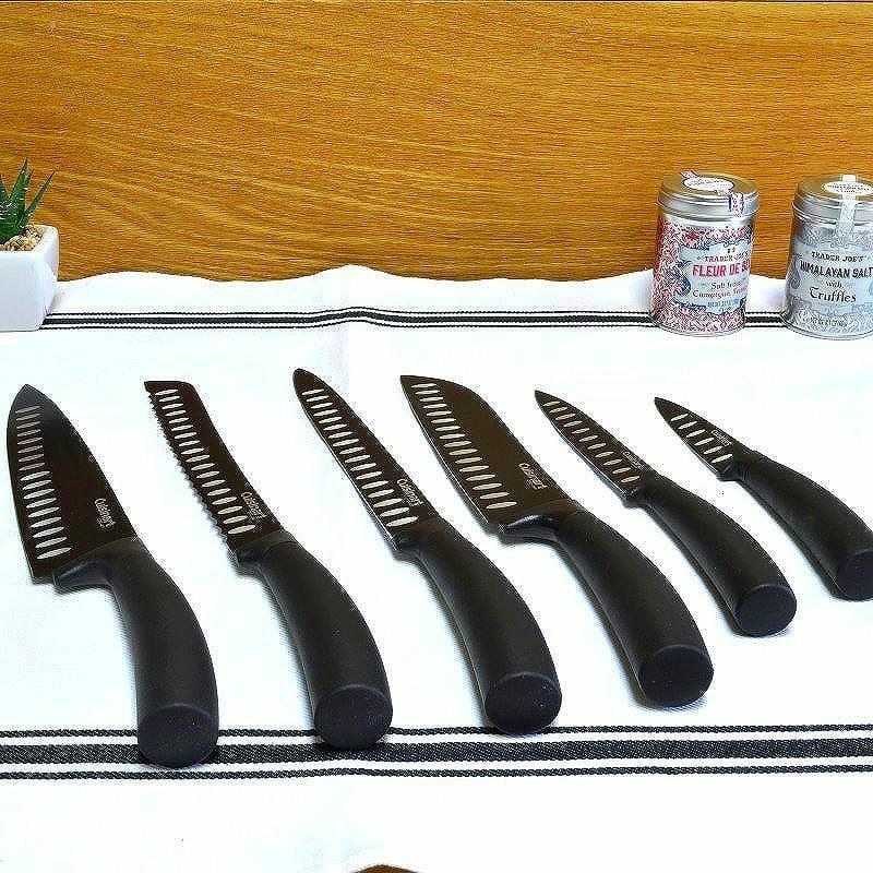 【送料無料】クイジナートノンスティックカトラリーナイフ7点セットCuisinart7-PieceNonstickCutleryKnifeSetwithAcrylicStand,Black