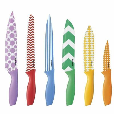 クイジナート マルチカラー ステンレス ナイフセット 6点 Cuisinart Printed Color Knife Set with Blade Guards, Multicolored 