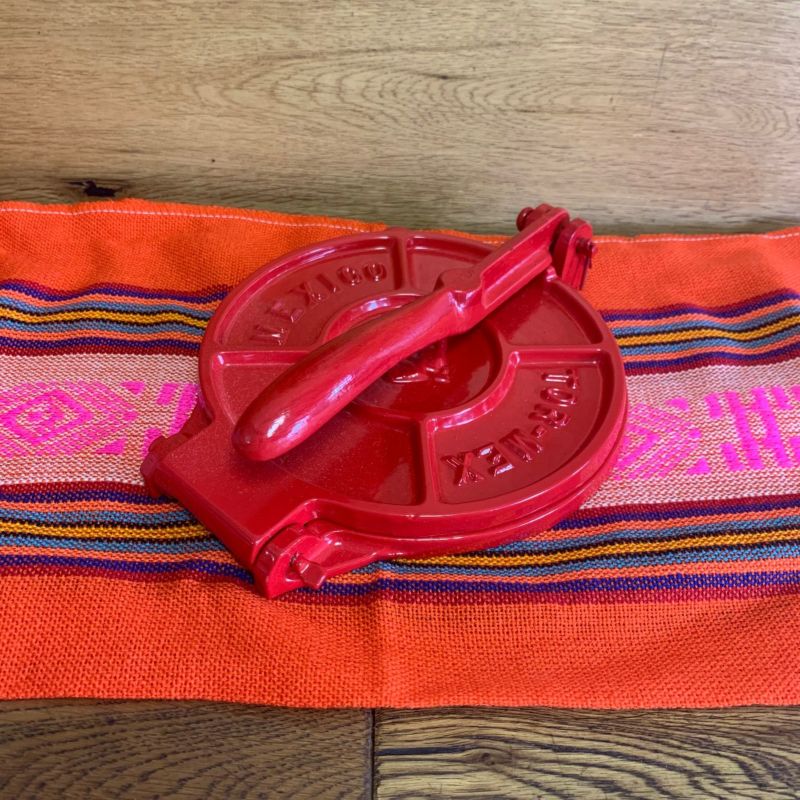 トルティーヤプレスブリトー直径18cmメキシコ製鋳鉄レッド赤本格メキシカンVERVECULTURETORTILLERIAKIT