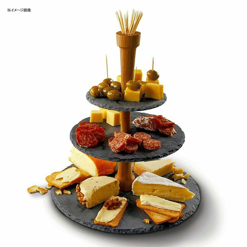 ボスカチーズタワー3段スレートオーク木製BoskaHollandCheeseTower,3TierServingTray,SlateandOakWood,ProCollection