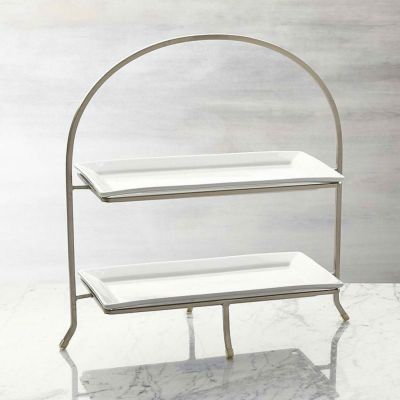 お皿 ビュッフェサーバー オブロングトレイ 2段 Cambridge 2-Tier Server with Plates