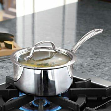 カルファロン 4.2L ソースパン・フタ付片手鍋<br> Calphalon Tri-Ply Stainless Steel Sauce Pan with Cover 4.5 Quart 1767983