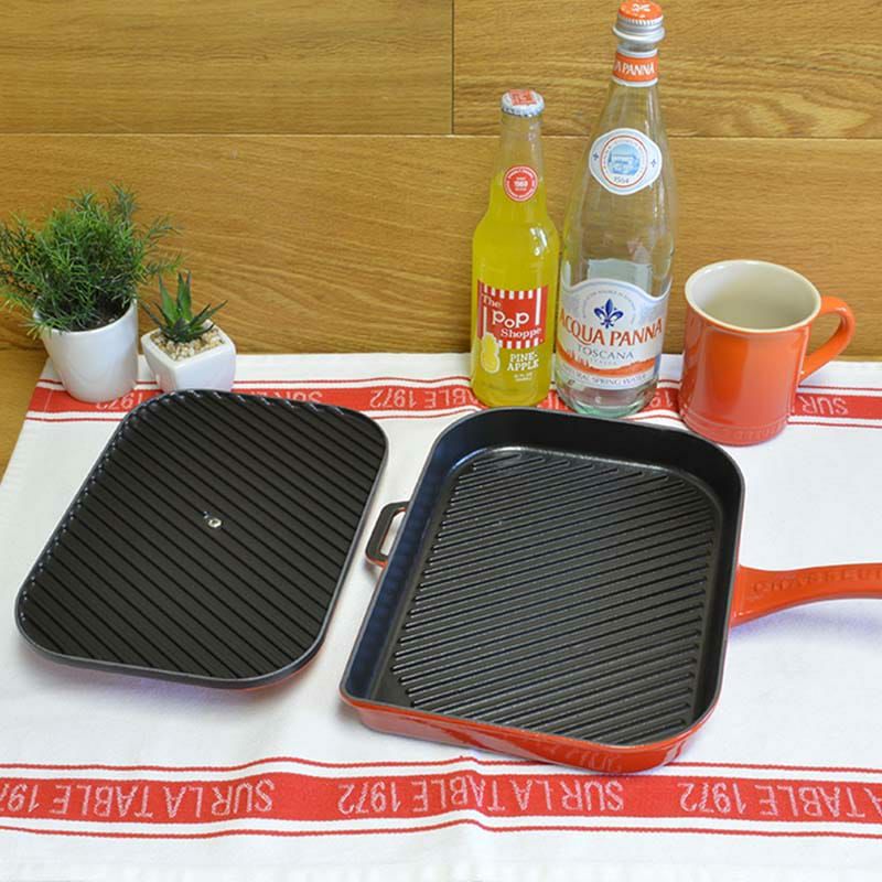 シャスール2重エナメルキャストアイアンフレンチパニーニプレスパン蓋付赤チリレッドChasseurCastIron3380CRFrenchPaniniPresswithLid,ChiliRed