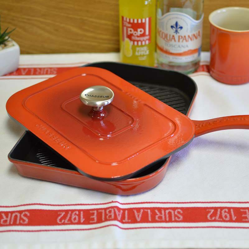 シャスール2重エナメルキャストアイアンフレンチパニーニプレスパン蓋付赤チリレッドChasseurCastIron3380CRFrenchPaniniPresswithLid,ChiliRed