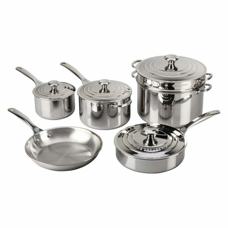 ル・クルーゼクックウェアー10点セットステンレススチールルクルーゼLeCreuset10-PieceTri-PlyStainlessSteelCookwareSet【smtb-k】【kb】【RCP】