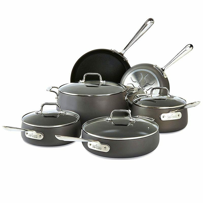 オールクラッドノンスティックフライパン鍋10点セットAll-CladE785SC64HA1HardAnodizedNonstickDishwasherSafePFOAFreeCookwareSet,10-Piece.Black