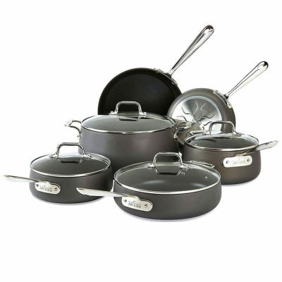 オールクラッド フライパン 鍋 10点セット PFOAフリー All-Clad E785SC64 HA1 Hard Anodized Nonstick Dishwasher Safe PFOA Free Cookware Set, 10-Piece. Black