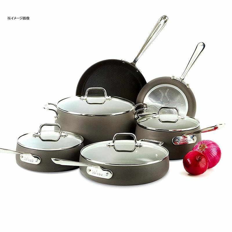 オールクラッドノンスティックフライパン鍋10点セットAll-CladE785SC64HA1HardAnodizedNonstickDishwasherSafePFOAFreeCookwareSet,10-Piece.Black