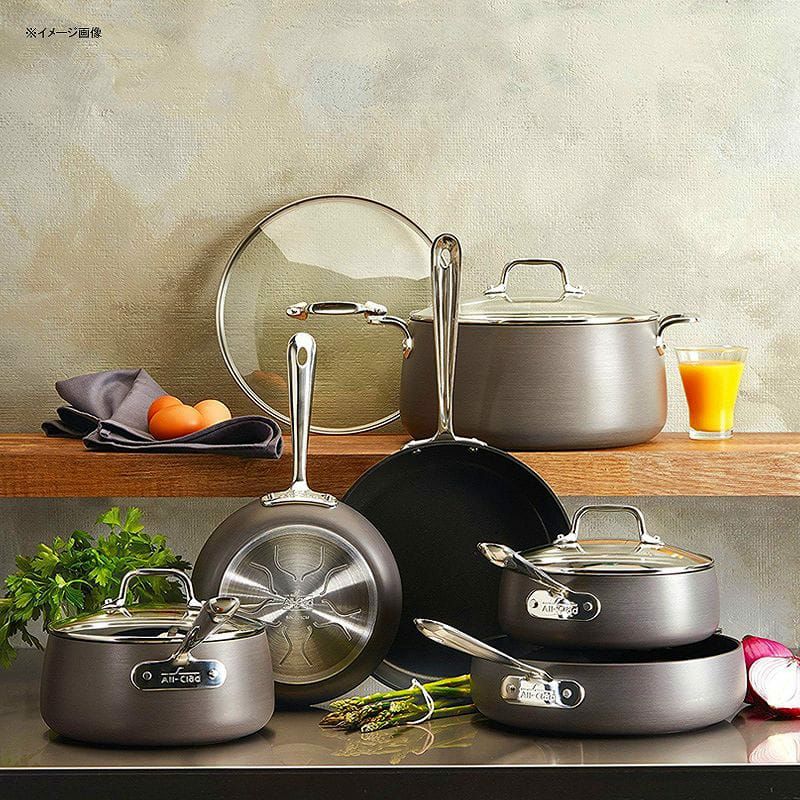 オールクラッドノンスティックフライパン鍋10点セットAll-CladE785SC64HA1HardAnodizedNonstickDishwasherSafePFOAFreeCookwareSet,10-Piece.Black