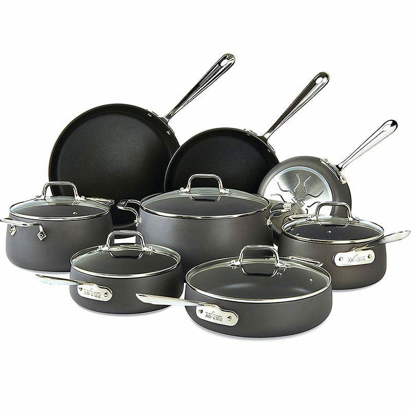 オールクラッドノンスティックフライパン鍋13点セットAll-CladE785SB64HA1HardAnodizedNonstickDishwasherSafePFOAFreeCookwareSet,13-Piece,Black