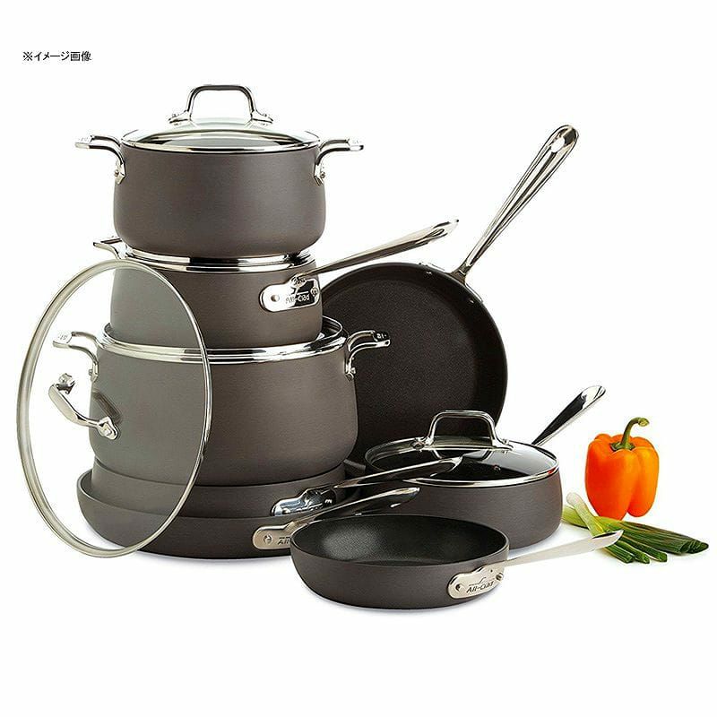 オールクラッドノンスティックフライパン鍋13点セットAll-CladE785SB64HA1HardAnodizedNonstickDishwasherSafePFOAFreeCookwareSet,13-Piece,Black