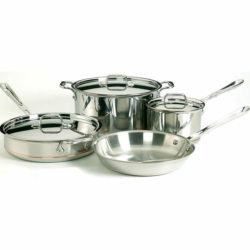 オールクラッド銅コッパーコアフライパン鍋7点セットAll-Clad6000-7SSCopperCore5-PlyBondedDishwasherSafeCookwareSet,7-Piece,Silver