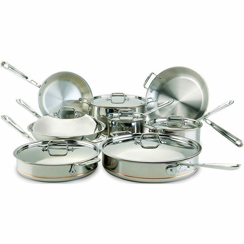 オールクラッド銅コッパーコアフライパン鍋15点セットAll-Clad60090CopperCore5-PlyBondedDishwasherSafeCookwareSet,14-Piece,Silver