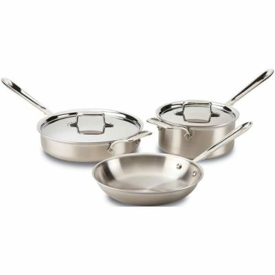 オールクラッドステンレスフライパン鍋5点セットAll-CladBD005705D5Brushed18/10StainlessSteel5-PlyBondedDishwasherSafeCookwareSet,5-Piece,Silver