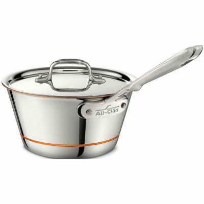 オールクラッド 銅 コッパーコア 片手鍋 2.3L All-Clad 6212.5 Copper Core 5-Ply Bonded Dishwasher Safe Windsor Pan with Lid / Cookware, 2.5-Quart, Silver