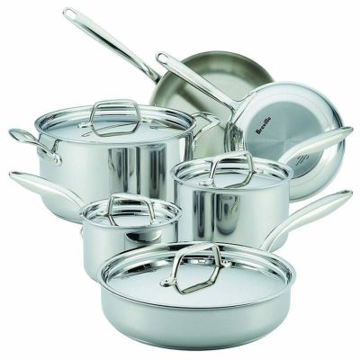 ブレビルサーマルクラッドステンレスフライパン鍋10点セットBreville10PieceThermalProCladCookwareSet,Large,StainlessSteel