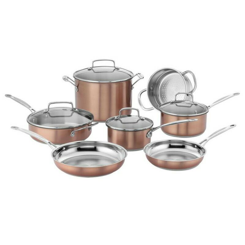 クイジナートフライパン鍋11点セットIH対応ステンレスアルミコア3層ブラウンCuisinartCSS-11BUChef'sClassicStainlessCookwareSet,Medium,Copper