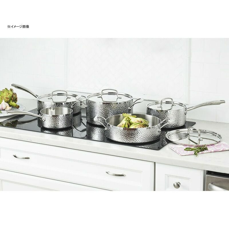 クイジナートフライパン鍋9点セットIH対応槌目ハンマーステンレスアルミコア3層CuisinartHTP-9HammeredCollectionCookwareSet,Medium,StainlessSteel