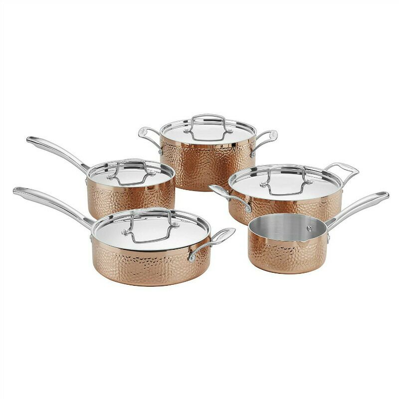 クイジナートフライパン鍋9点セットIH対応槌目ハンマーステンレスアルミコア3層CuisinartHTP-9HammeredCollectionCookwareSet