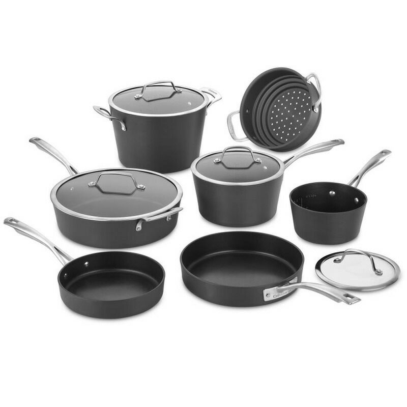 クイジナートフライパン鍋11点セットIH対応ハードアノダイズドアルミCuisinart62I-11ConicalHardAnodizedCookwareSet,Medium,Black