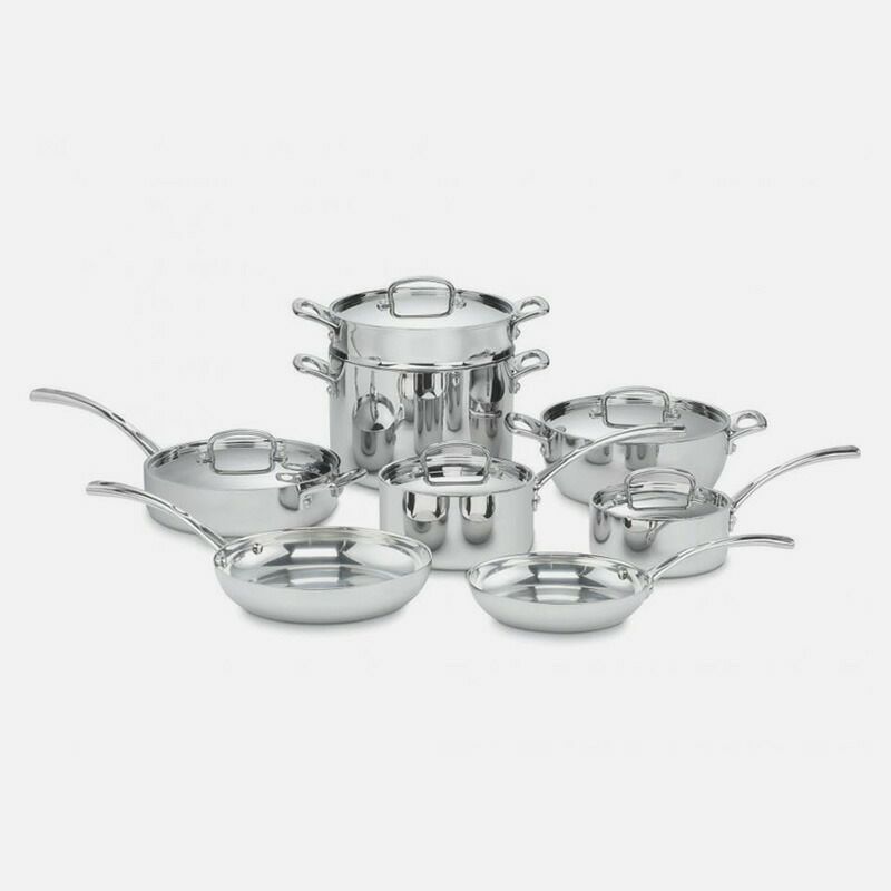 クイジナートフライパン鍋13点セットIH対応ステンレスアルミコア3層CuisinartFCT-13FrenchClassicTri-PlyStainless13-PieceCookwareSet