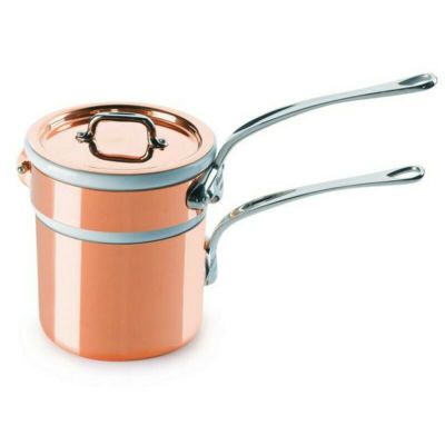 ムヴィエール モービル ベインマリー ダブルボイラー 12cm 800ml 銅 1.5mm厚 2層 持ち手ステンレス ムビエル モビエル モヴィエル フランス Mauviel 1830 M'HERITAGE 610412 M150S Bain marie with procelaine inser