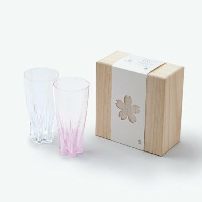 さくらさく ピルスナーグラス 紅白 ペア 100% SAKURASAKU GLASS PILSNER KOHAKU