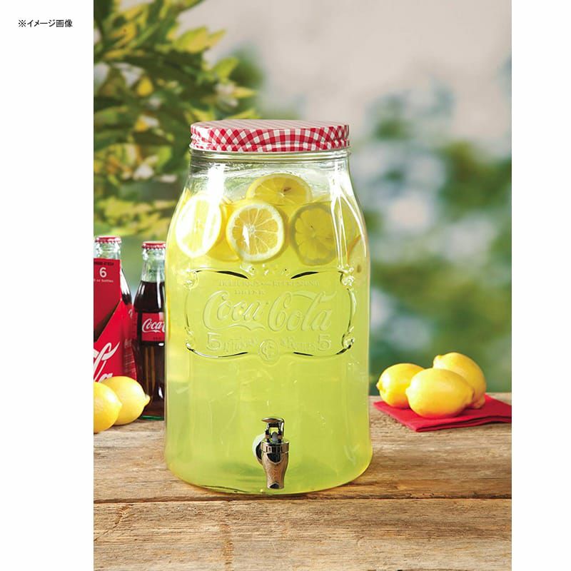 コカコーラクラシックガラスドリンクディスペンサー7.5LCoca-ColaCountryClassicGlassBeverageDispenserwithLid,2gallon,Clear