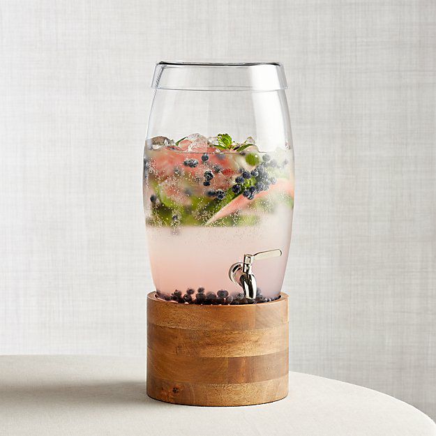 ガラスドリンクディスペンサー7.5Lオークスタンドポーランド製RefreshmentDrinkDispenser
