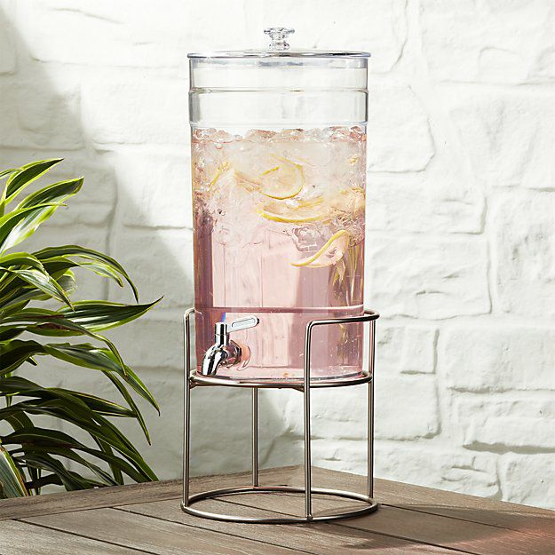 ガラスドリンクディスペンサー7.5Lオークスタンドポーランド製RefreshmentDrinkDispenser