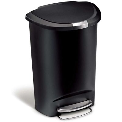 ステップゴミ箱 50L プラスチック キッチン トラッシュ シンプルヒューマン simplehuman 50 Liter / 13 Gallon Semi-Round Kitchen Step Trash Can, Black Plastic With Secure Slide Lock