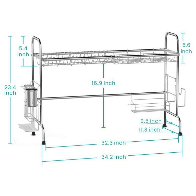 食器水切り棚シンク上ディッシュラックステンレスまな板ホルダーフックキッチンOvertheSinkDishDryingRack,iSPECLELargePremium201StainlessSteelDishRackwithUtensilHolderHooksforKitchenCounter