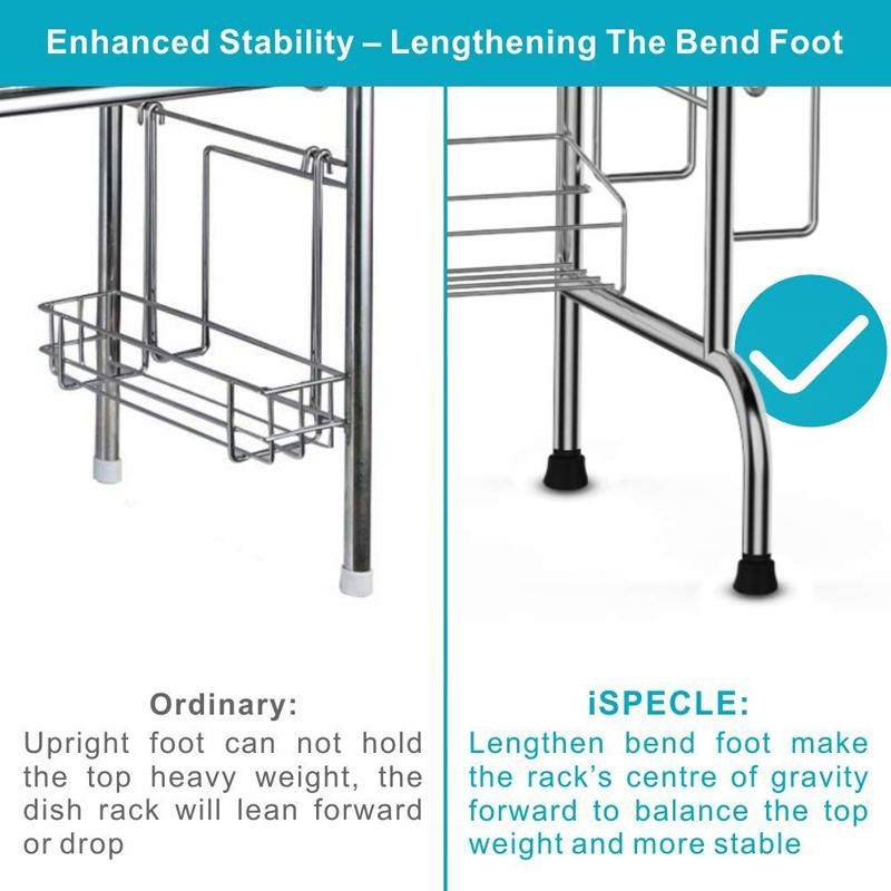 食器水切り棚シンク上ディッシュラックステンレスまな板ホルダーフックキッチンOvertheSinkDishDryingRack,iSPECLELargePremium201StainlessSteelDishRackwithUtensilHolderHooksforKitchenCounter