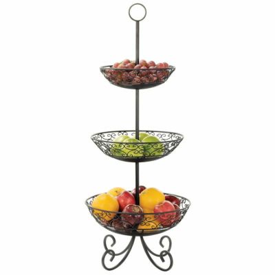 ディスプレイバスケット 高さ86cm 3段 メタル ブラック かご Tablecraft BKT3 Mediterranean Three Tier Black Display Basket with Legs
