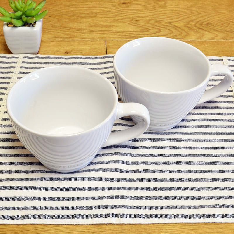 ルクルーゼビストロマグ414mlホワイト2個セットLeCreusetStonewareBistroMug,14oz,White