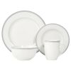 食器セット4人用16点アマゾンベーシックグレーラインAmazonBasics16-PieceCafeStripeDinnerwareSet,Servicefor4-Grey