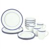 食器セット4人用16点グレーライン16-PieceCafeStripeDinnerwareSet,Servicefor4-Grey