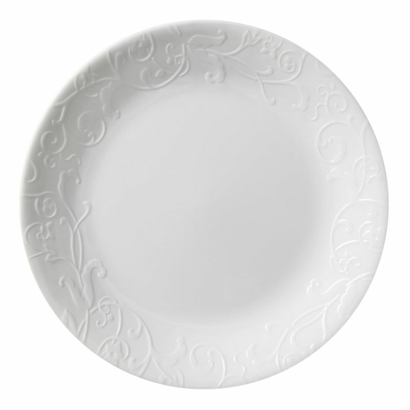 コレールエンボスベラファエンツァディナーウェアホワイト4人用16点セットCorelleEmbossedBellaFaenza16-PieceDinnerwareSet,Servicefor4,White