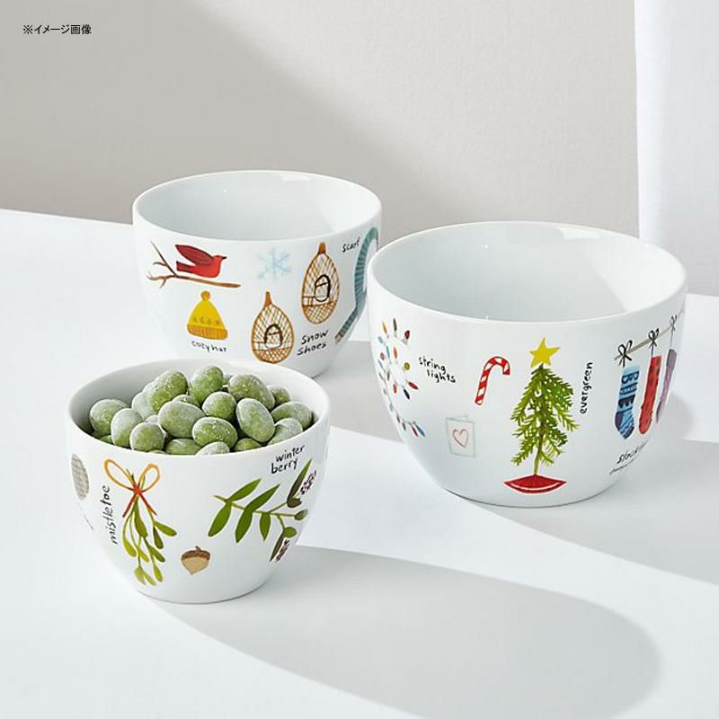 ボウル3個セット食器磁器ウィンターコラージュクリスマス冬CrateandBarrelWinterCollageNestingBowls,Setof3