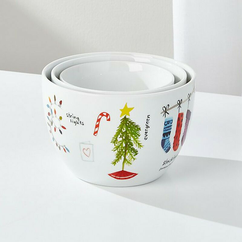 ボウル3個セット食器磁器ウィンターコラージュクリスマス冬CrateandBarrelWinterCollageNestingBowls,Setof3