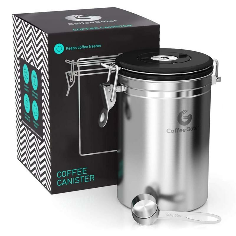 コーヒー用保存容器密閉容器コーヒー豆ステンレスCoffeeGatorStainlessSteelContainer-Canisterwithco2ValveandScoop