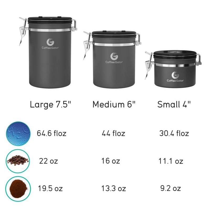 コーヒー用保存容器密閉容器コーヒー豆ステンレスCoffeeGatorStainlessSteelContainer-Canisterwithco2ValveandScoop