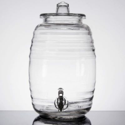 ドリンクサーバー 模様入 ガラスドリンクディスペンサー 9.4L レストラン カフェ ホテル<br> Acopa 2.5 Gallon Barrel Glass Beverage Dispenser 553200025